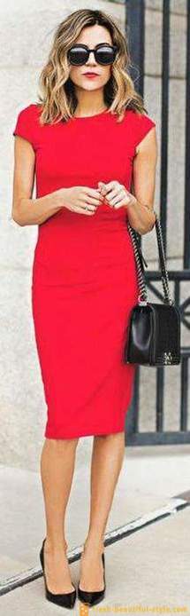 Raudona suknelė atvejis: geriausias derinys, ypač atranka ir rekomendacijos