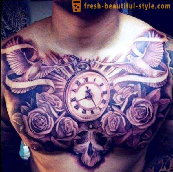 Vyriški tatuiruotė ant jo krūtinės, o jų funkcijos