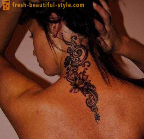 Tatuiruotė ant kaklo: Iš skirtingų modelių dydžiai